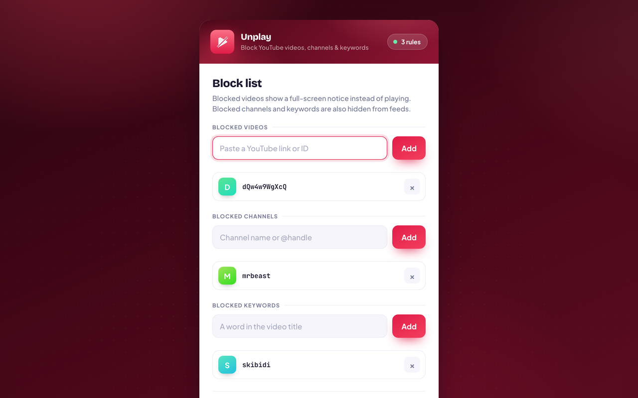 Your PIN-protected block list